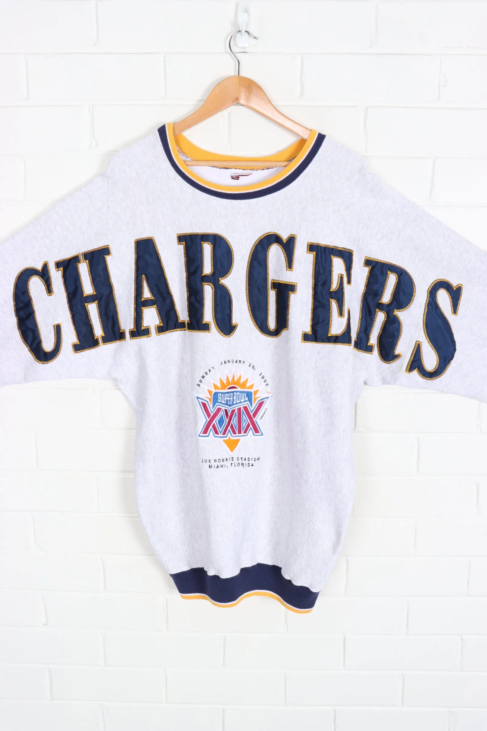 1995 Vintage Embroidered Superbowl LA Chargers Ringer Sweatshirt (XL-XXL)