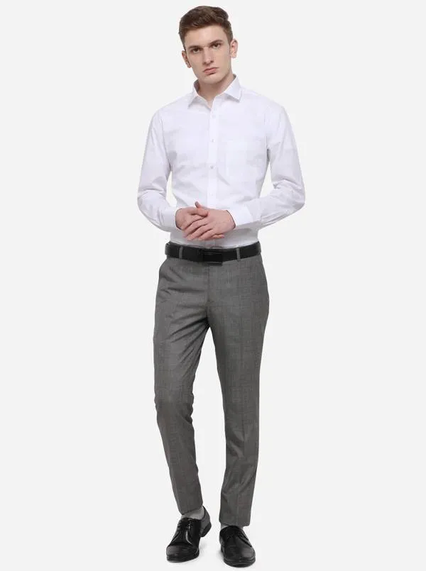 Ash Grey Checked Super Slim Fit Formal Trouser | Greenfibre