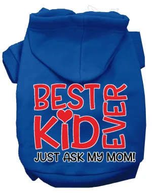 Ask My Mom Screen Print Dog Hoodie Blue M