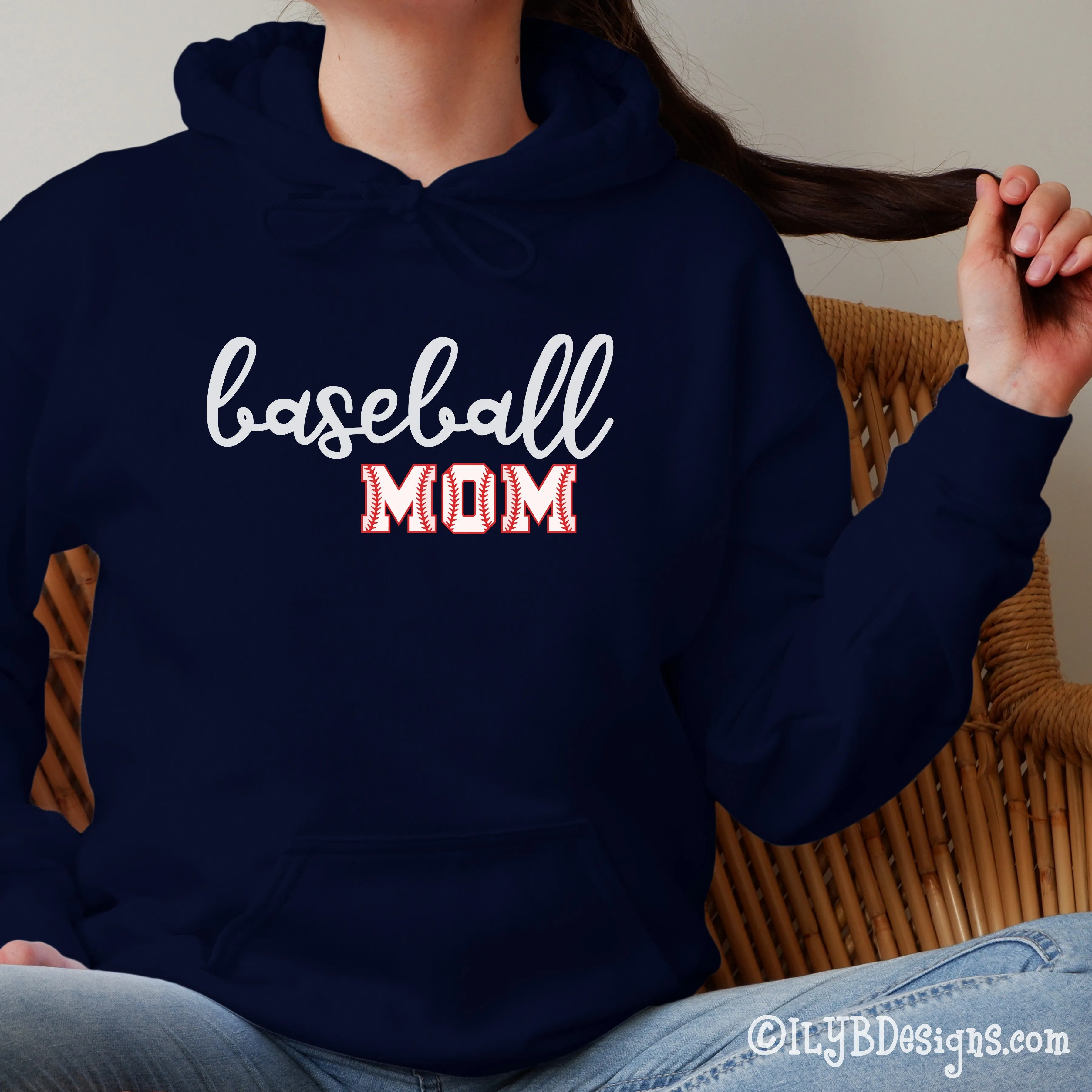 Baseball Mom Hoodie - Baseball Mom in Baseball Letters