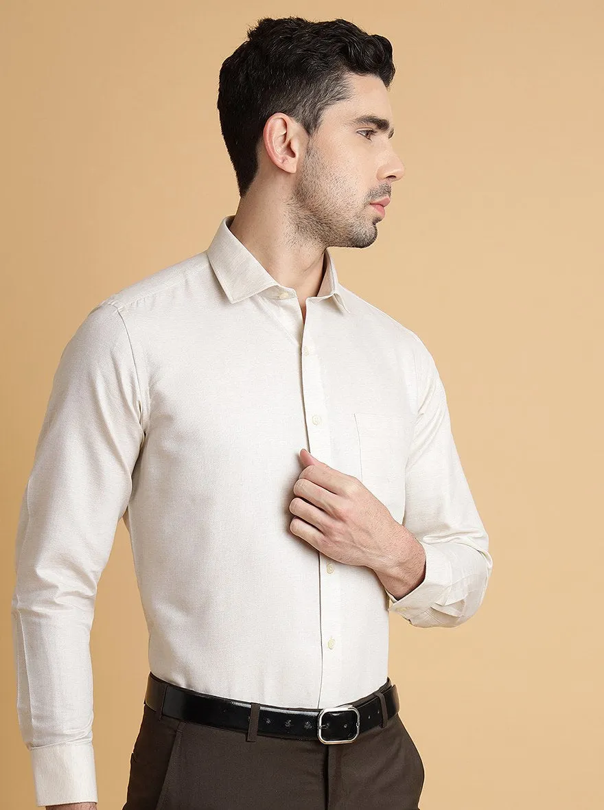 Beige Solid Slim Fit Formal Shirt | Greenfibre