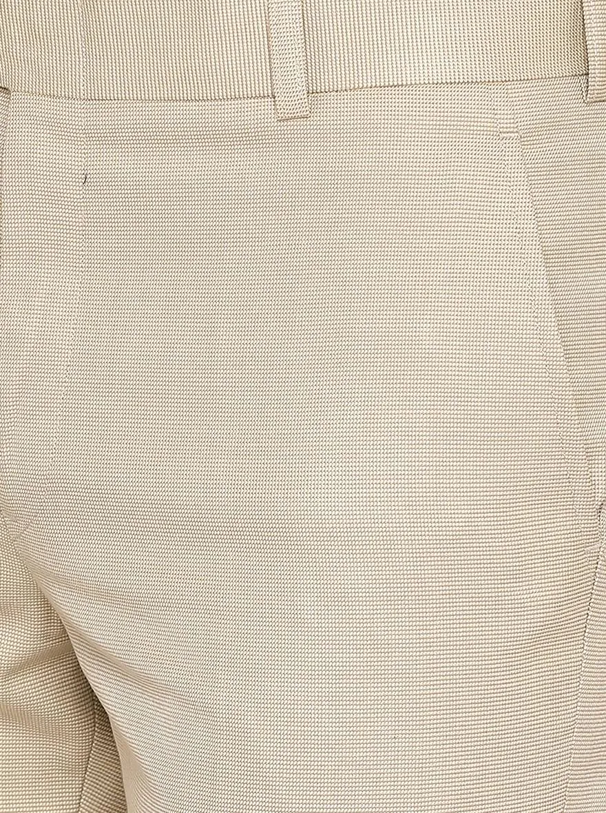 Beige Solid Slim Fit Formal Trouser | Greenfibre