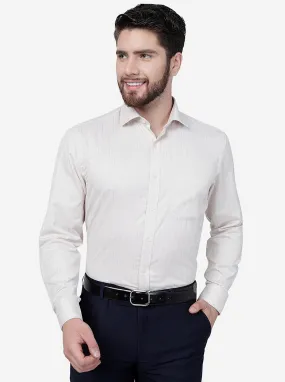 Beige Striped Slim Fit Formal Shirt | Greenfibre