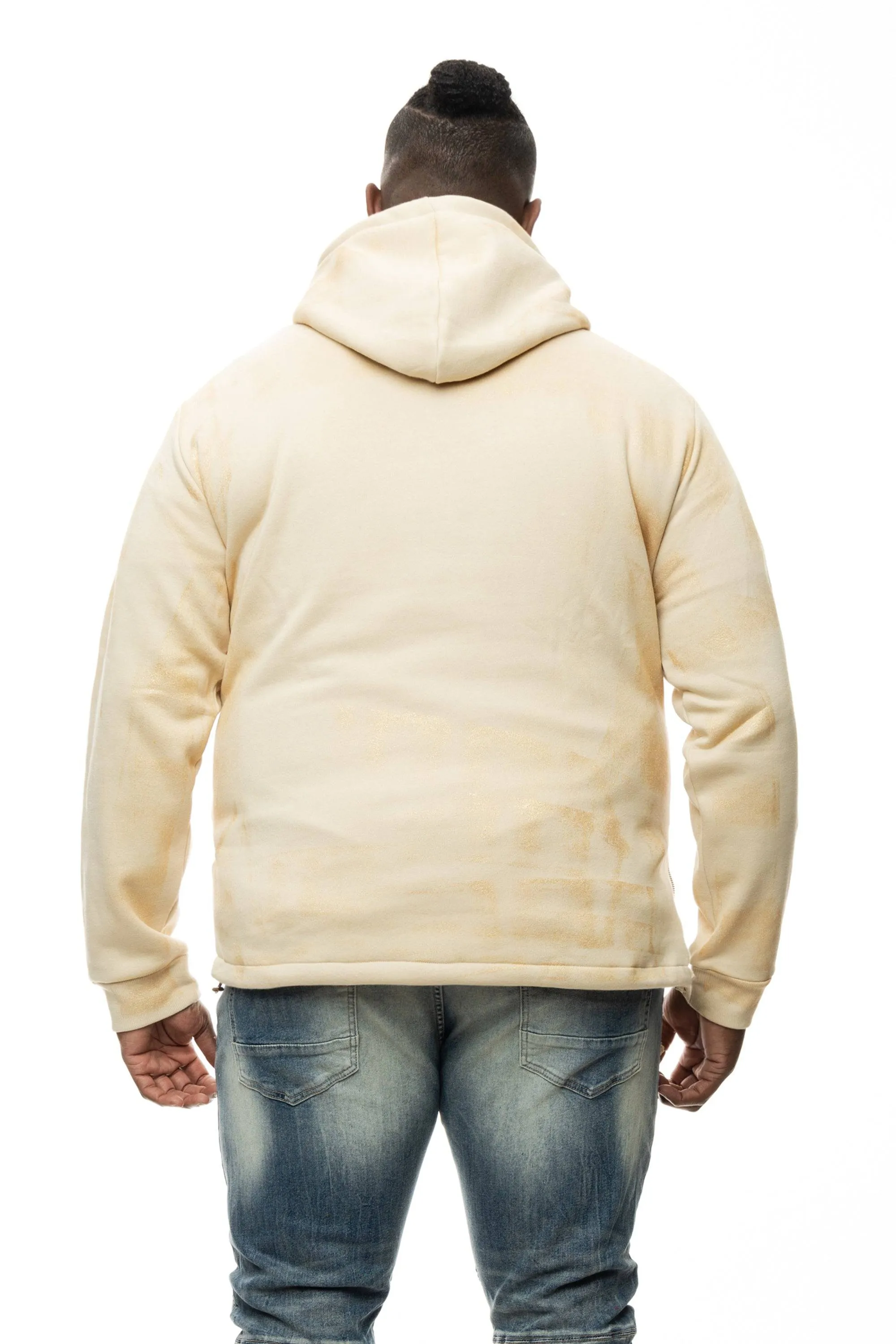 Big And Tall Metallic Print Hoodie - Fawn