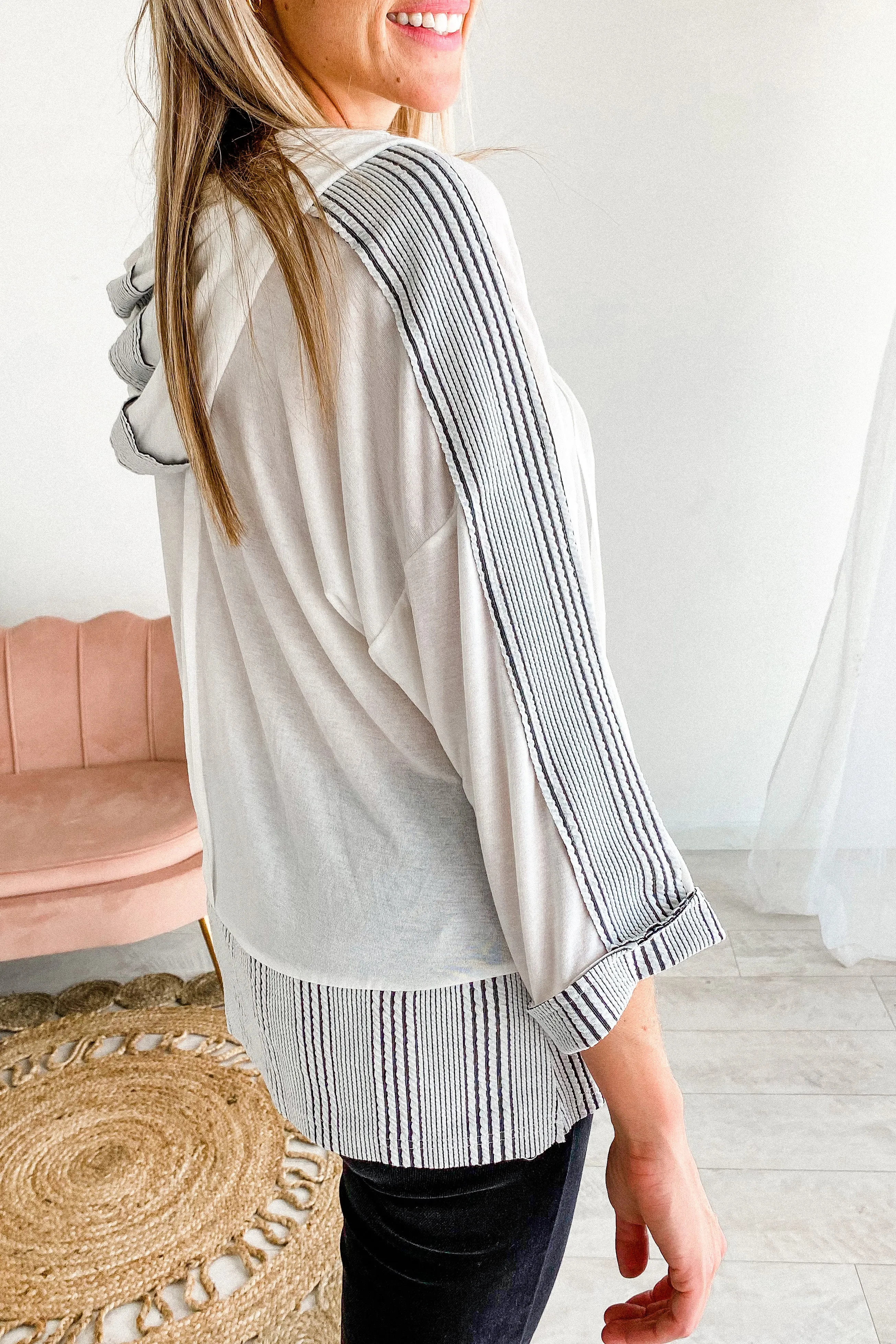 Billie Ivory Striped Detail Pullover Top | FINAL SALE