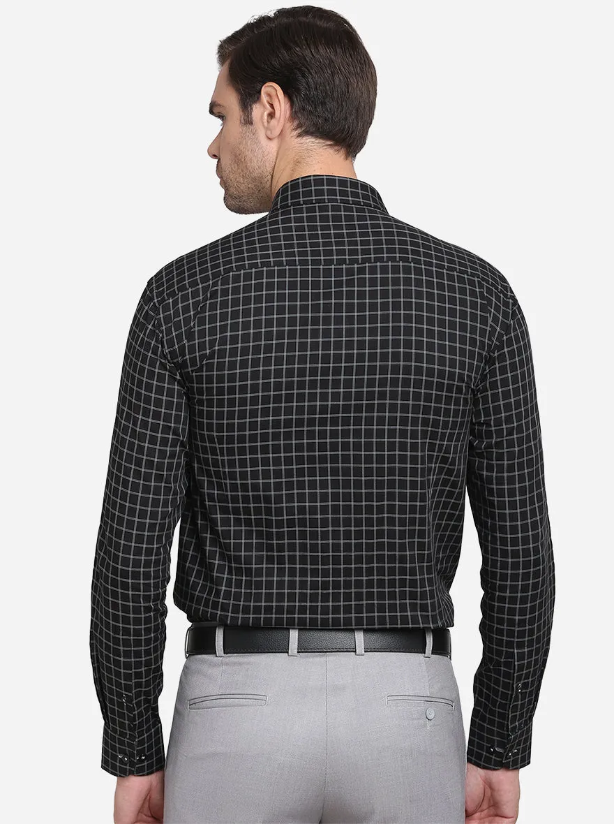 Black & Grey Checked Slim Fit Formal Shirt  | Metal