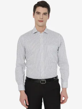 Black & White Striped Regular Fit Formal Shirt | JadeBlue