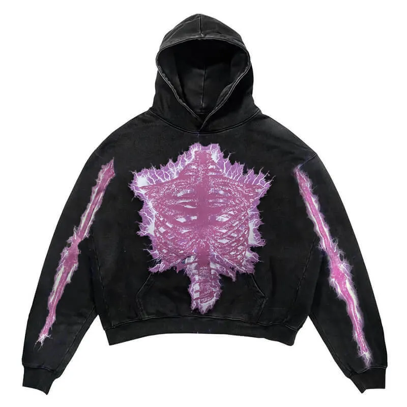 Black Skeleton Polyester Hoodies