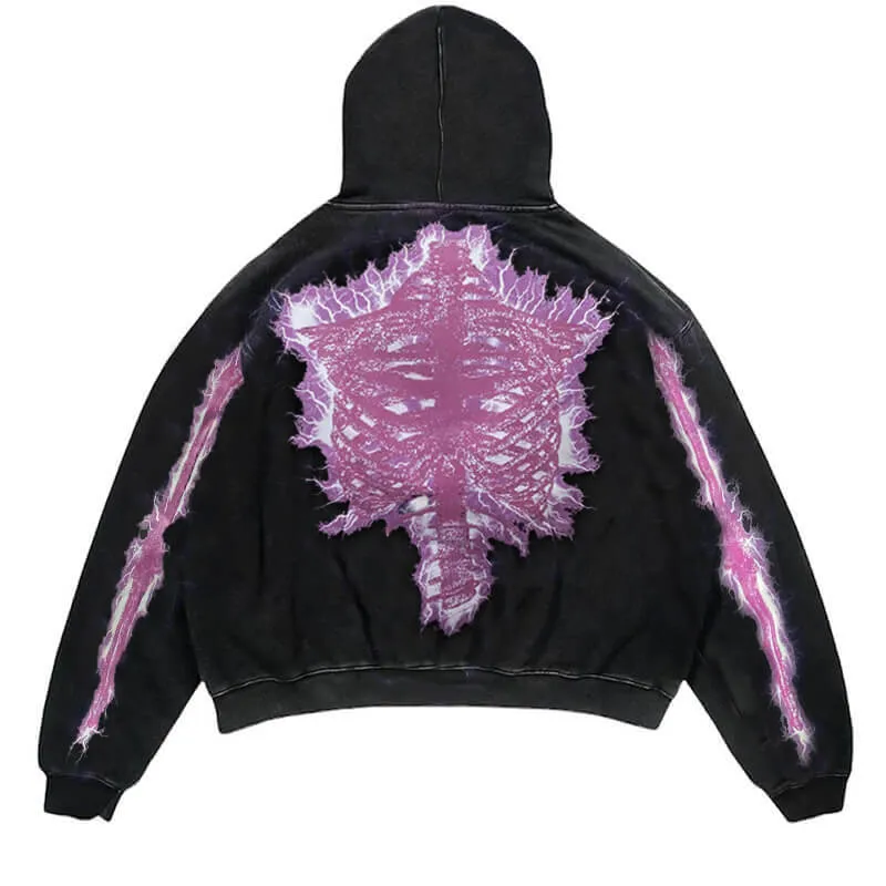 Black Skeleton Polyester Hoodies