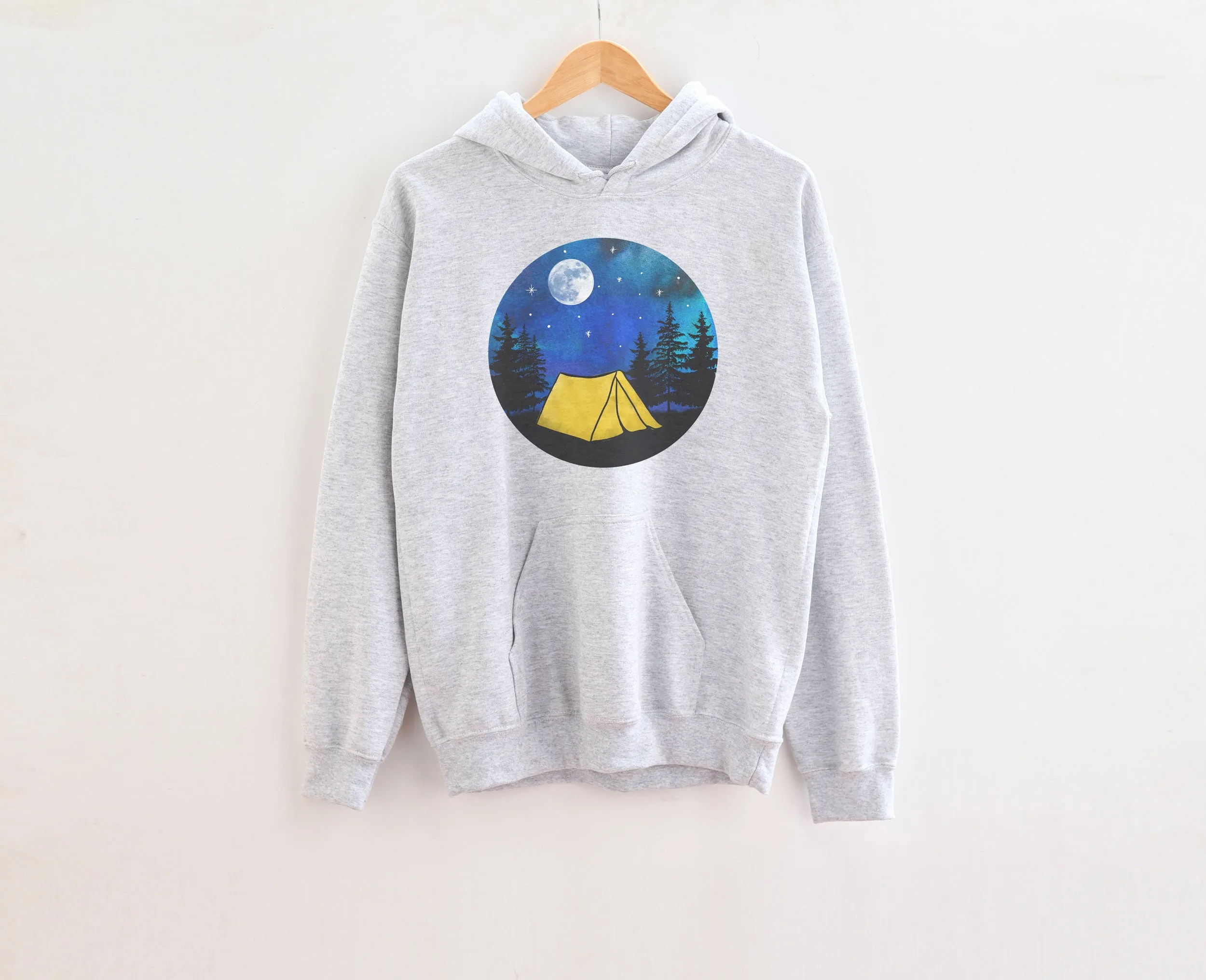 Camping Tent Moon Adult Hoodies