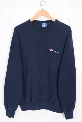 CHAMPIOIN Navy Blue Embroidered Logo Crewneck Sweatshirt USA Made (XL)