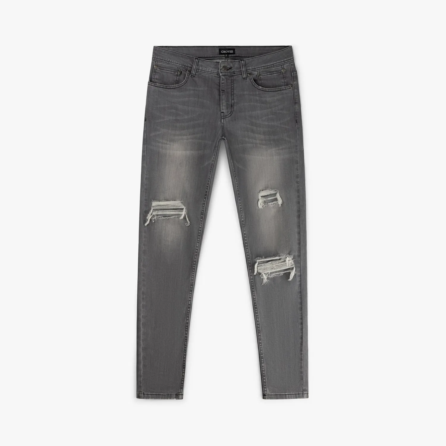 CROYEZ MULTI RIPPED JEANS - GREY