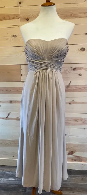 Davids Bridal Strapless Pleated Long Dress Womens size 10 Formal, Bridal