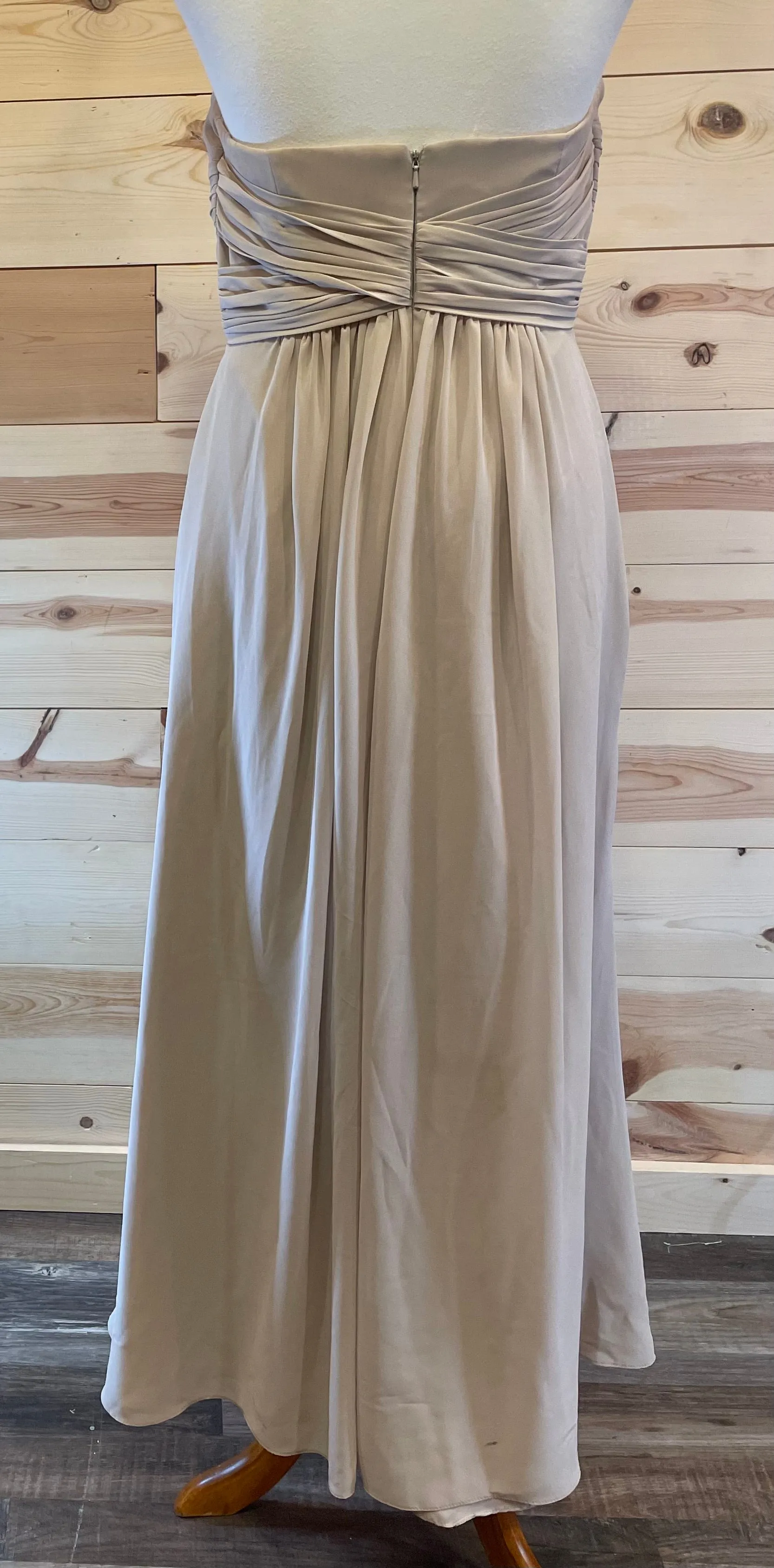 Davids Bridal Strapless Pleated Long Dress Womens size 10 Formal, Bridal