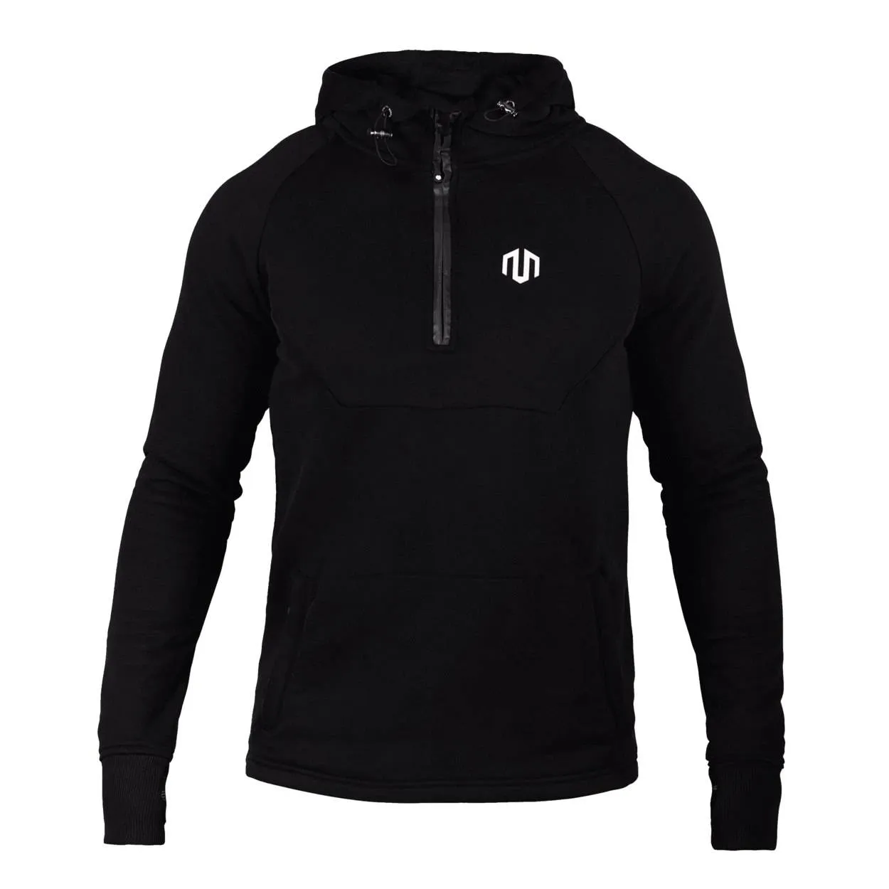 Felpa uomo nera in cotone con cappuccio Neotech Zip Hoodie e polsini elasticizzati con passapollici Morotai