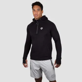 Felpa uomo nera in cotone con cappuccio Neotech Zip Hoodie e polsini elasticizzati con passapollici Morotai