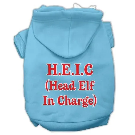 Head Elf In Charge Screen Print Pet Hoodies Baby Blue Size Med (12)