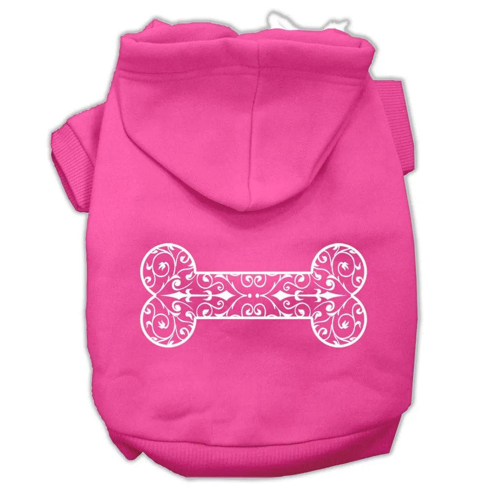 Henna Bone Screen Print Pet Hoodies Bright Pink Size XS (8)