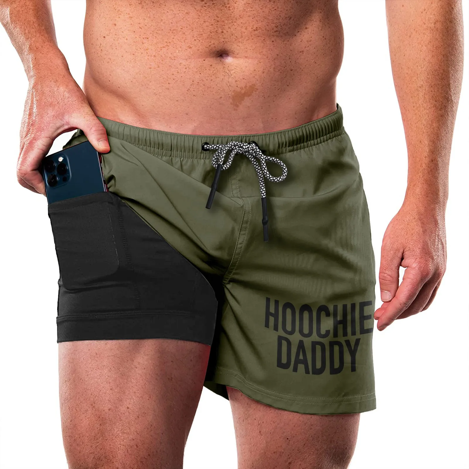 HOOCHIE DADDY QUICKDRY POCKET 2 IN 1 7'' INSEAM RUNNING SHORTS