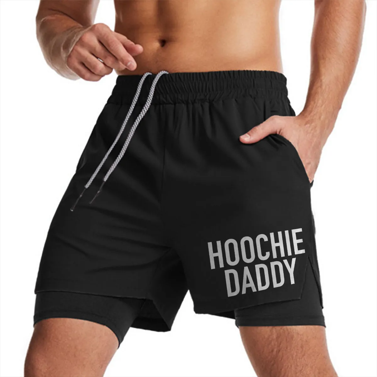 HOOCHIE DADDY QUICKDRY POCKET 2 IN 1 7'' INSEAM RUNNING SHORTS