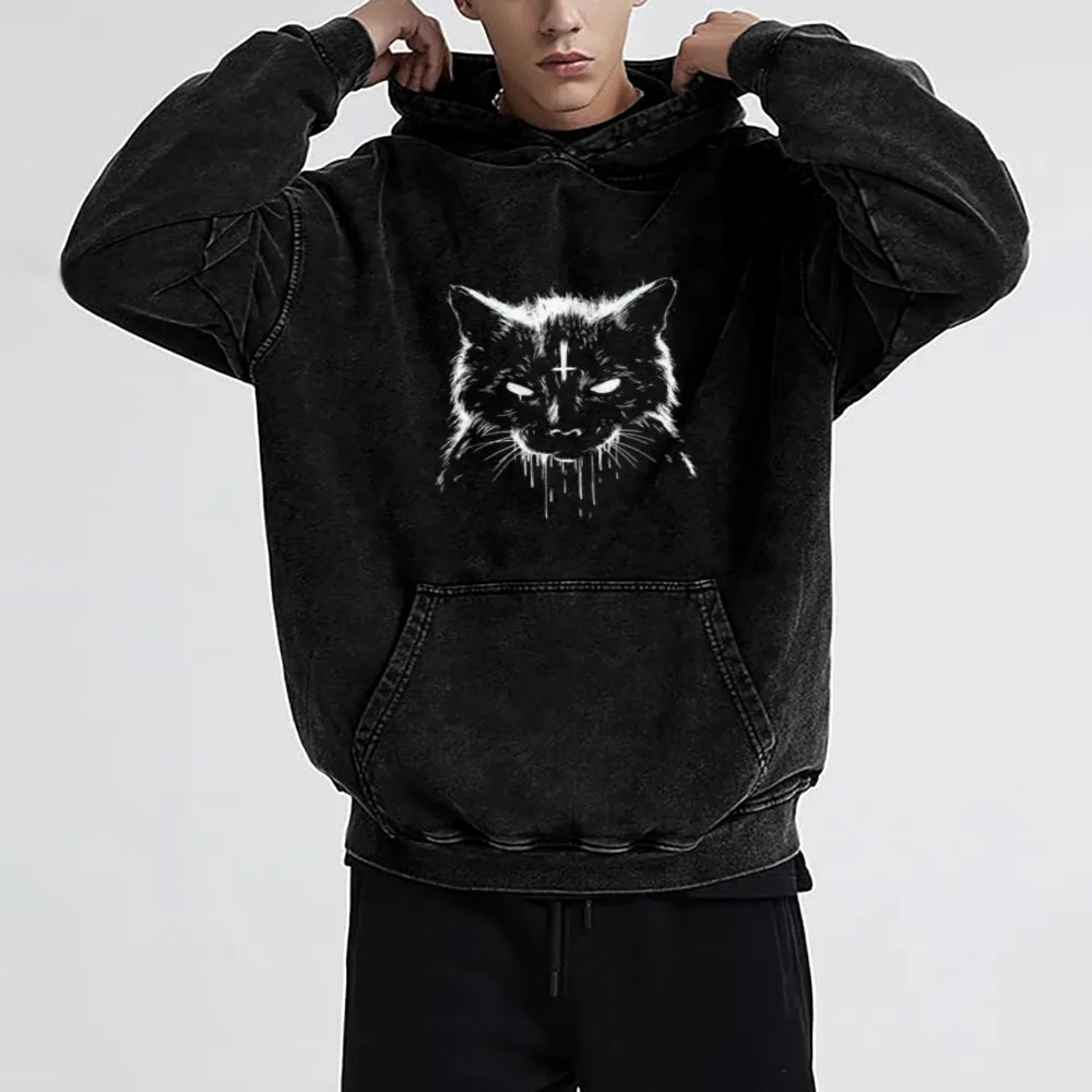 Mens Black Cat Hoodies