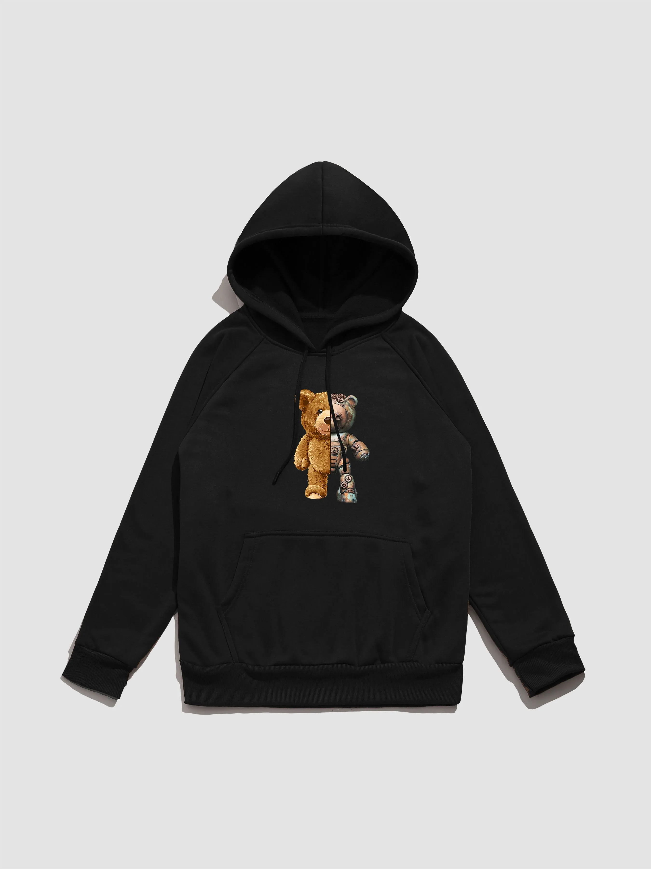 Robot Bear Graphic Print Hoodies