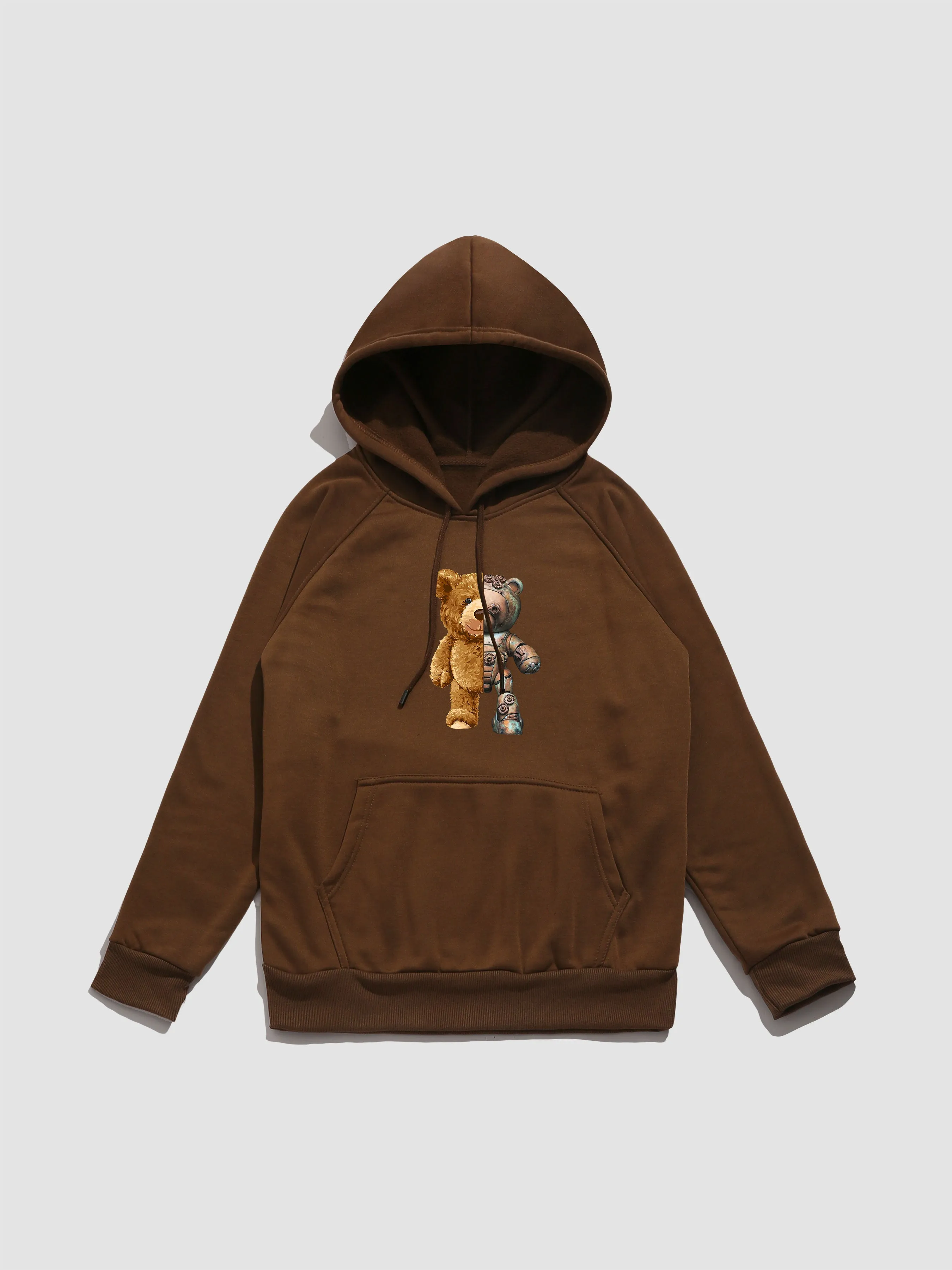 Robot Bear Graphic Print Hoodies