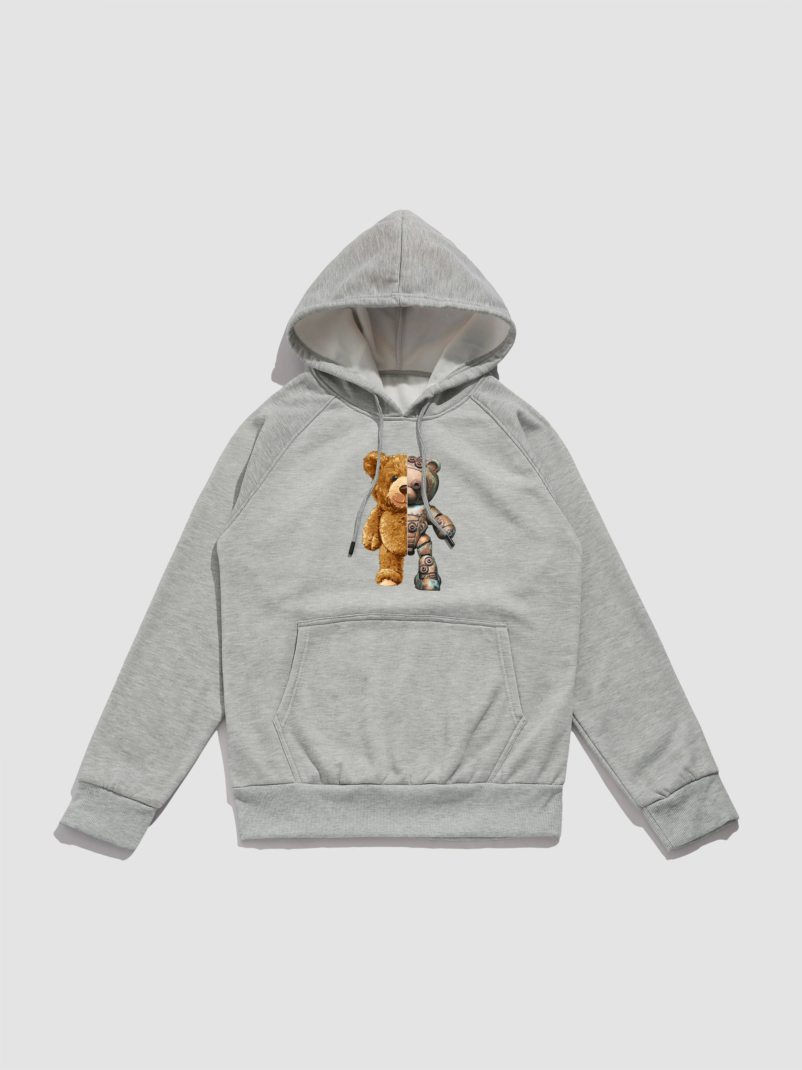 Robot Bear Graphic Print Hoodies